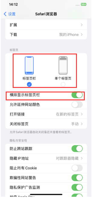 漾濞苹果手机维修分享Safari浏览器如何切换标签栏位置 